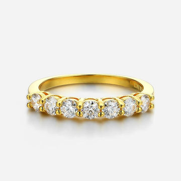 18K Gold Plated D Colour 3mm 7-Stone Eternity Moissanite Diamonds Rings S925 Silver Lab Diamond Fine Jewellery